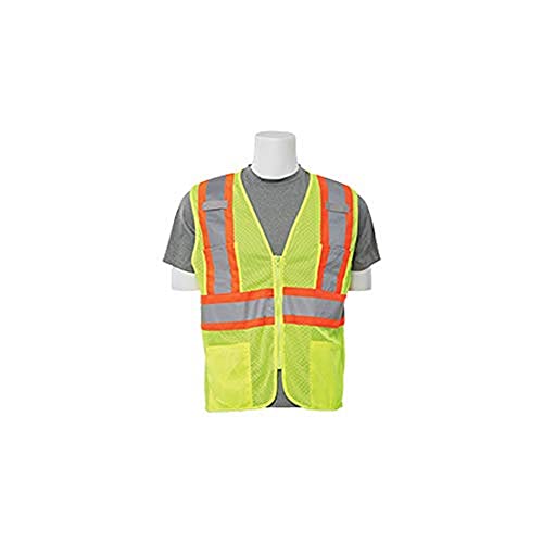 Erb Industries Safety Products 61817 Coloque o colete Hi-Viz com acabamento contrastante, X-Large, Hi/Vis Yellow