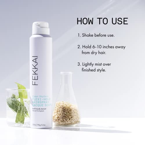 Fekkai Clean Stylers Flexi Hairspray - 6,6 oz - 72 horas de umidade e resistência ao frizz - Hold e flocos de benzeno -