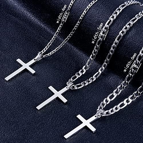 Colar CaptanSteel Cross para homens - Colar de pingente de aço inoxidável de aço inoxidável/ouro cruzamento de joalheria