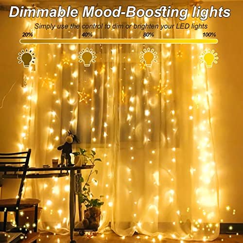 Corda de cortina Luz com 8 modos de iluminação cintilante para festa de casamento em casa jardim quarto externo e decorações
