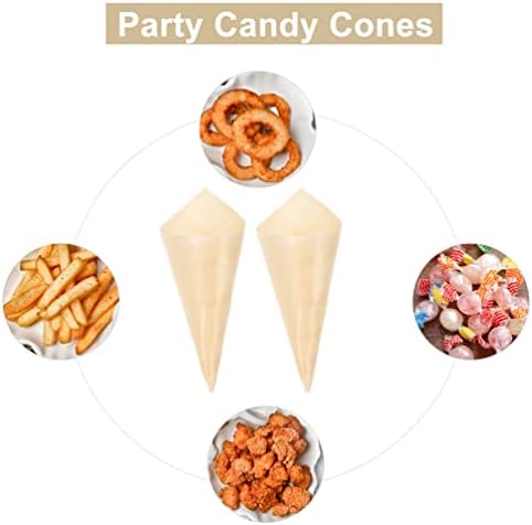 Nuobesty 100pcs descartáveis ​​Cone de madeira de madeira de madeira pinheiro pinheiro porerção de cone de sorvete de pipas de pipoca