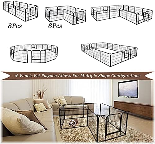 Playpen de cachorro Zghong, portátil pet playpen, reproduzir canetas para cães internos, 16 painéis 24 Altura Cão de cão ao ar