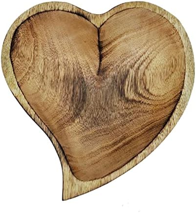 Witnystore 7 Coração Curvido Tigela - Tigela funcional e colecionável - Tigela de madeira artesanal para servir as nozes de doces