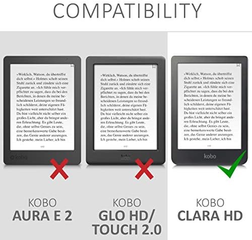 Case Kwmobile Compatível com Kobo Clara HD - Capa de couro PU com fechamento magnético, cinta, bolso dianteiro -