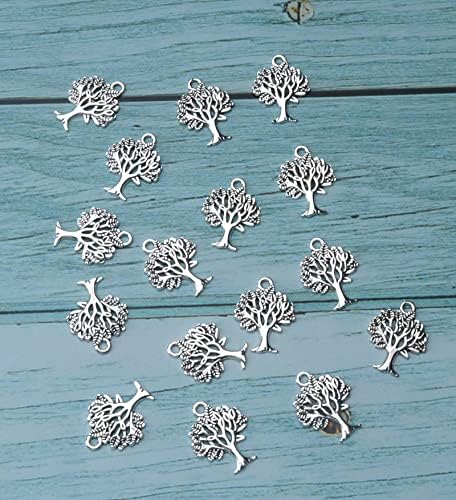 Ruwado 50 PCs encantos de árvore antigo Prata Gold Tree of Life Pingents Minchas Acessórios de metal para jóias Diy