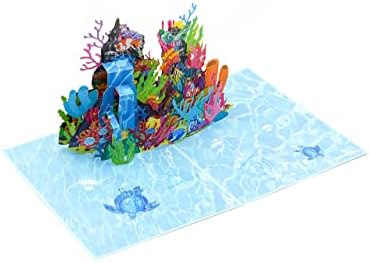 Cartão pop -up de aquário Rykamia, cartão de aquário em branco com envelope, todas as ocasiões, cartão de aniversário de aquário,