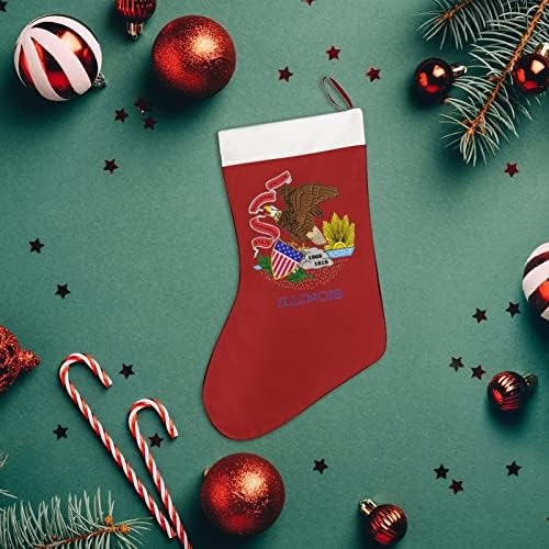 Illinois State Flag1 Squilhagem de Natal Paga curta de Natal Ornamento pendurado para a decoração da lareira da árvore de Natal