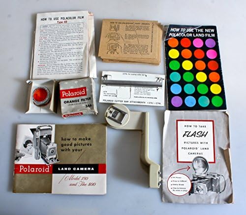 Roupa da câmera Polaroid Vintage com suporte, pistola de flash, filtro, manual e muito mais