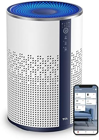 Purificador de ar Tcl para o quarto do quarto de casa, controle inteligente do WiFi Alexa, filtro de ar H13 H13 H13 Remover 99,97% de fumaça odor de petrives de pet pó de pó de pó de pólen de arinheiro de metal com luz noturna com luz noturna com luz noturna