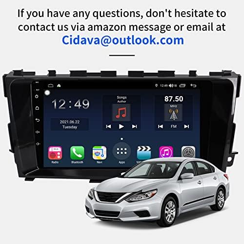 Estéreo de carro para Nissan Altima/Teana2014 2015 2017 2018, Apple CarPlay & Android Auto, 9 polegadas HD IPS Receptor de áudio de carro sensível ao toque, Multimídia de carro com slot de cartão SIM, rádio AM/FM, entrada de Aux