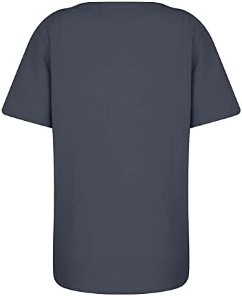 Camisas de vestido Nokmopo para mulheres moda algodão solto e linho de manga curta Tops de temperamento impresso