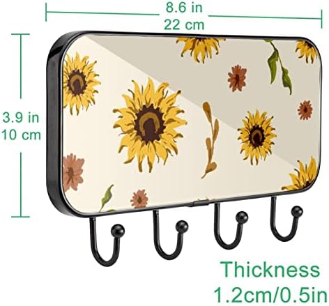 Montagem vintage de parede para casaco de girassol vintage, rack de entrada de entrada com 4 conexão para casaco de chapéu de toalha Rúsicas da bolsa de banheiro sala de estar de entrada