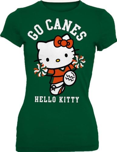 NCAA Miami Hurricanes Hello Kitty Pom Pom Camiseta Júnior