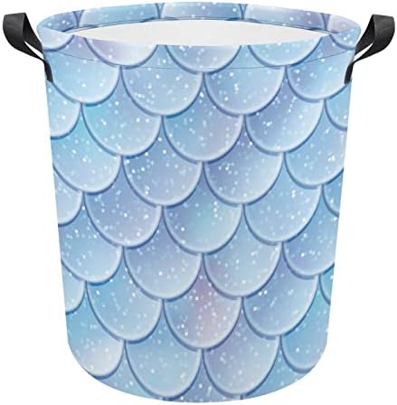 Mermaid Skin Pattern Leundry cesto cesto bolsa de lavar bolsa de armazenamento de armazenamento colapsível alto com alças