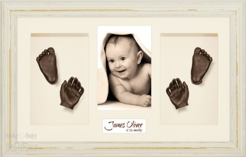 Babyrice Grande Kit de fundição de bebês, 14,5x8.5 Creme chique gasto, montagem em creme, tinta metálica de bronze