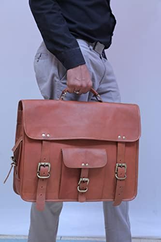 Bolsa de laptop de couro | Mensageiro de couro para homens e mulheres | Pastas para homens | Uma mochila perfeita pode ser usada para o escritório e trabalho