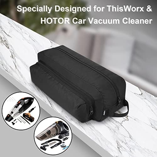 Saco de armazenamento de acessórios para pó de pó para cleans para thisworx Hotor Car Cleaner e acessórios, estojo de armazenamento de ferramentas portátil com bolso extra para cabo de alimentação, bocais de escova, filtros, escova de limpeza