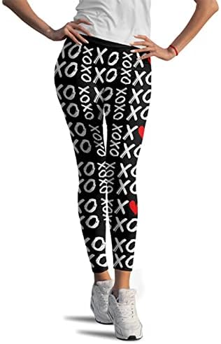 IIUS Valentines Leggings For Women Lips Print Cantura alta executando leggings de ioga calças de fitness de treino mole escovado