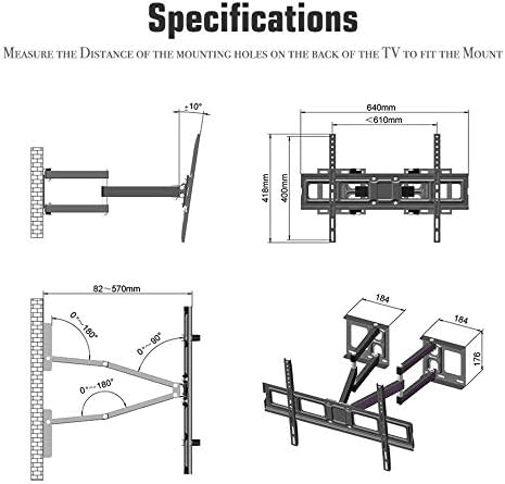 Montagem do monitor de aço inoxidável para a maioria das TVs curvas planas de 32 a 70 polegadas, suporte de parede de TV em cantilever até 50 kg de altura de inclinação ajustável, max vesa 600x400mm