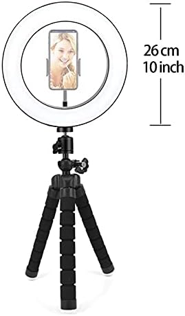 N/A 26cm LED LED Selfie anel Ring Ring Light com mini titular de tripé de polvo com clipe para vídeo de maquiagem por telefone ao vivo