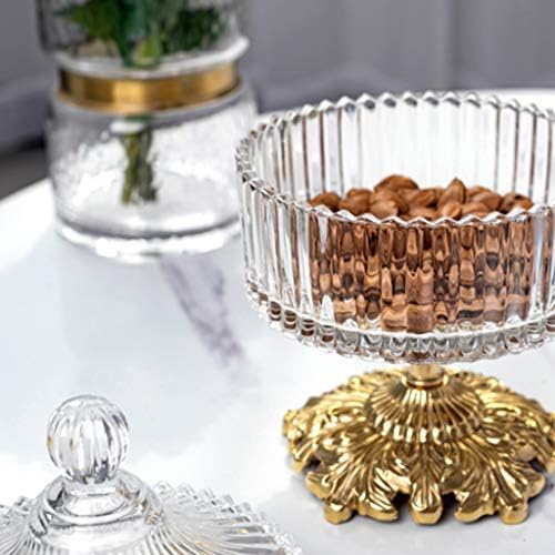 GGEBF Vidro de armazenamento com tampa de tampa de cobre lanches decorativos secos jarra de doces de frutas decoração de decoração de decoração de decoração de ornamentos