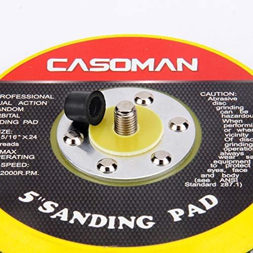 Casoman 5 polegadas Polhener e Sander Pad - Hook & Loop Face - Placa de apoio orbital aleatória, 5/16 '' - 24 threads, 2 pcs