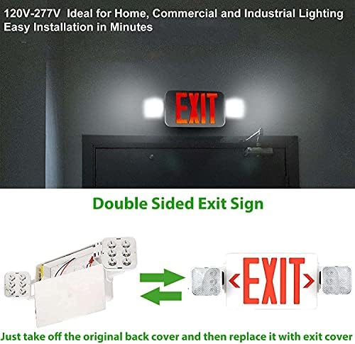 Luz de emergência de sinal de saída da combinação de LED, dupla face com duas luzes de inundação LED, sinais de saída