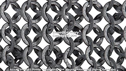 Marca medieval Brand L Black funcional Hauberk Medieval Chainmail Ring Flat Wedge SCA rebitada