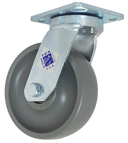 RWM Casters 47 Série Plate Caster, giro, sem kingpin, roda de elastômero, rolamento de esferas, capacidade de 1200 lbs,