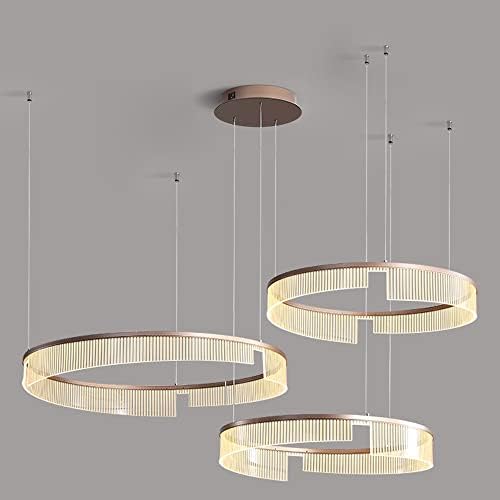 YHQSYKS CHANDELIER MODERNO LED 3-RINGS PENENTE CIGULAR PENENTE CIGULAR LIMPE DIMMÁVEL FLION MONTAGEM PENENTE PENDENDO