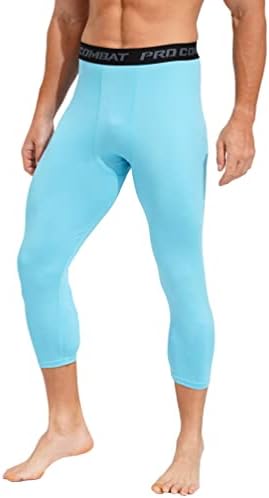 Fldy Men's Athletic 3/4 calças de compressão Tights Leggings Sports Base Base Base Bottoms Running Workout Calças