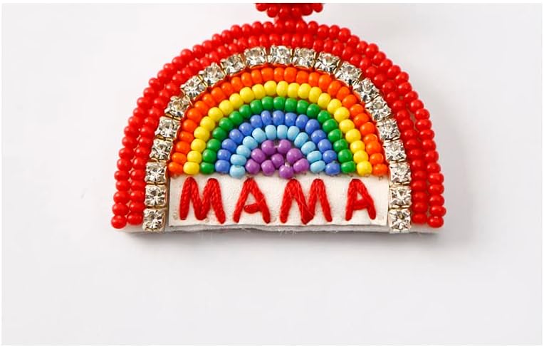 Brincos do dia das mães do arco -íris de miçanga mamãe mamãe brincos de madeira para mulheres miçangas feitas à mão Brincos
