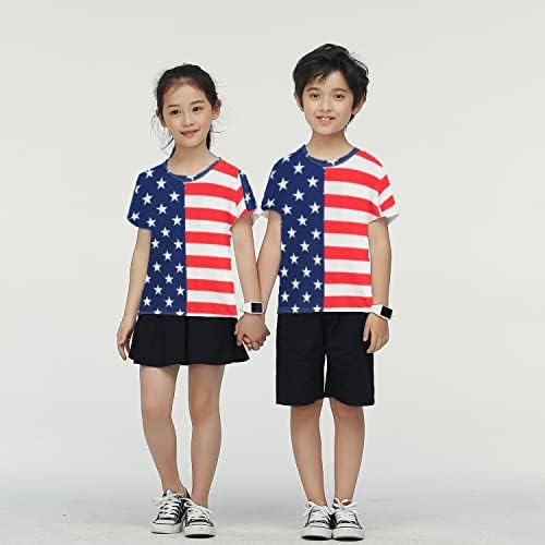 Crianças 4 de julho Camisetas Toddler American Flag Tees EUA T-shirt Quarto de julho Red White e Blue Patriótico Top 2-7