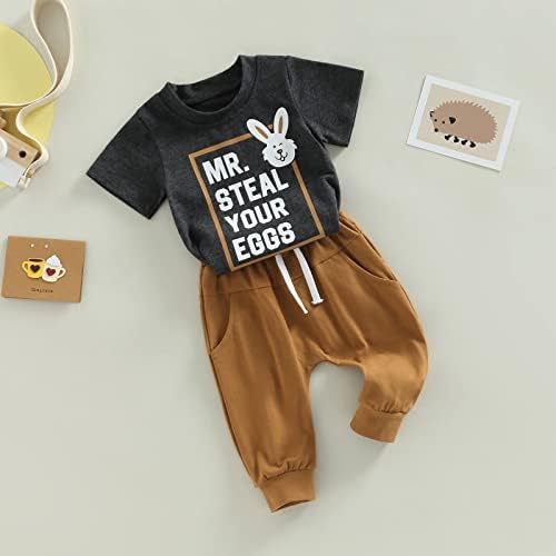 Bulingna Summer Baby Girls Pants Set, Letras de Manga Curta Crew Letters Imprima camiseta + calça elástica da cintura