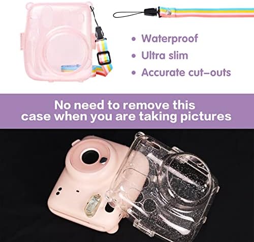 Mosis Protetive Case Compatível com Fujifilm Instax Mini 11 Câmera instantânea, tampa da câmera de casca dura brilhante com cinta