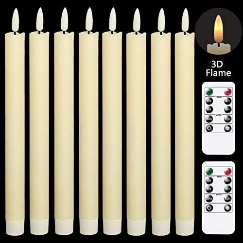 Velas sem chamas de genswin piscando com 2 controles remotos e timer, o operado por bateria LED quente 3D Wick Wick Witne