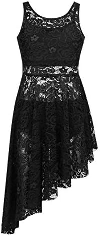 ZDHOOR GIRLS 3 PIECES LYRical Dance Roupfits Kids Floral Lace Sleenseless Vestidos de tanque com top de colheita Conjunto