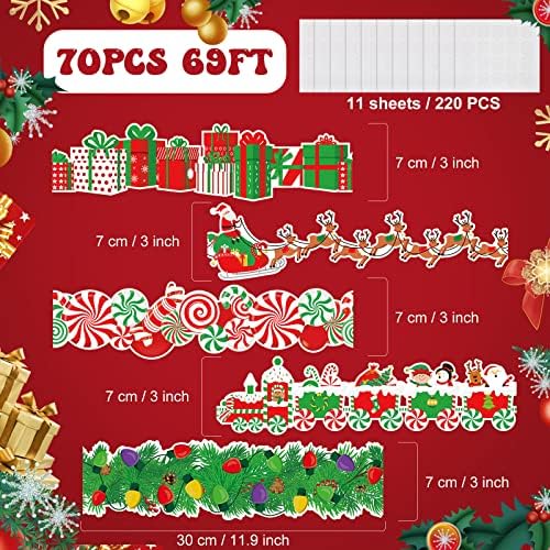 70 PCS Boletim de Natal Fronteiras Fronteira de Natal Papai Noel Papai Noel Snowman Elk Luzes Caixa de presente Caixa de