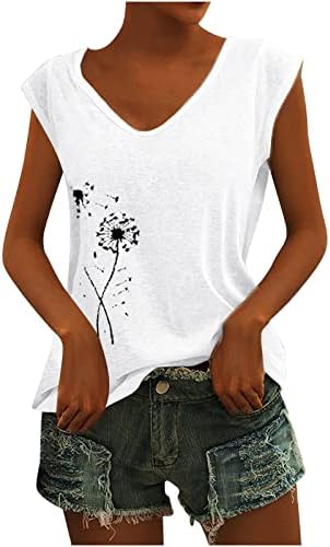 Camiseta de outono de verão para meninas sem mangas algodão vneck de leão de leão de leão -de -leão -de -leão -de -leão -de -leão