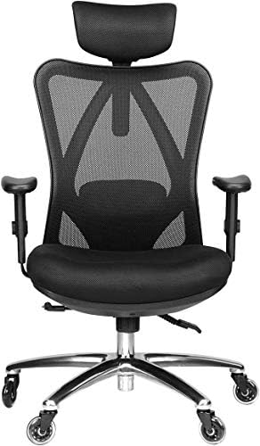 Cadeira de escritório ergonômico de Duramont - cadeira ajustável com suporte lombar e rodas de rolos - cadeiras traseiras