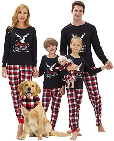 Tebbis Family Christmas Pijamas PJS Combinando Kids Adult Kids Baby Pet Dog & Doll Cotton