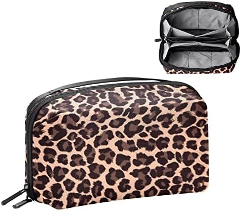 Bolsa de maquiagem sem costura leopardo para bolsa de organizador de viagens portátil para bolsa para saco de beleza de higiene