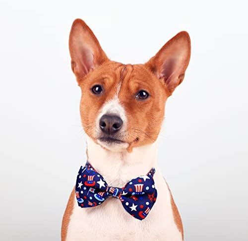 4 de julho colarinho de gravata borboleta de cão, 2 pacote de férias colar de férias patrióticas americanas