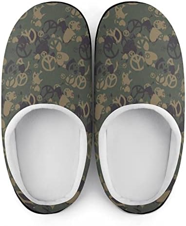 Camuflagem militar amor e pacifismo chinelos de algodão feminino sapatos caseiros laváveis ​​para o hotel de quarto de spa