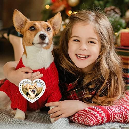 Juesmos Picture Frame Memorial Dog Memorial Ornamentos de Natal 2023 moldura de foto Ornamentos memoriais de cães para a árvore