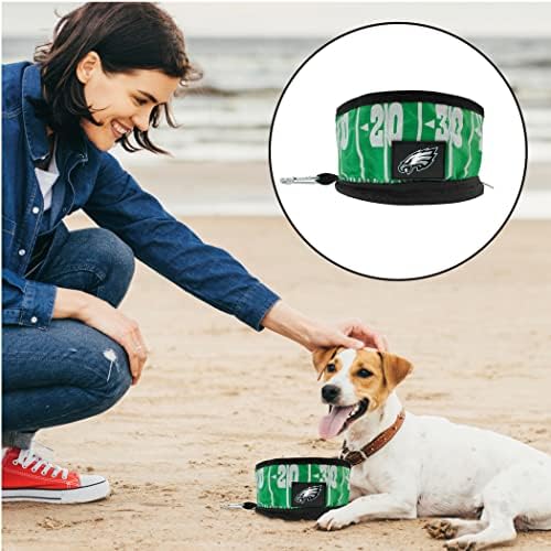 NFL Philadelphia Eagles Pets Primeiro tigela de viagem para cães dobráveis, comida e tigela de água para cães, melhor