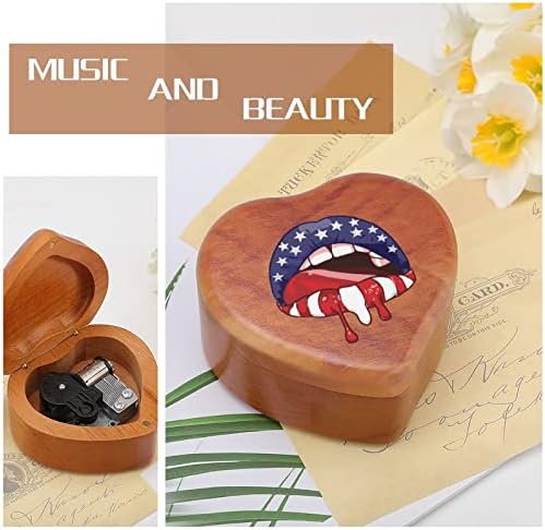 American Lip Vintage Wooden Clockwork Box Musical Box em forma de música Caixa de música Presentes para amigos da família Lover