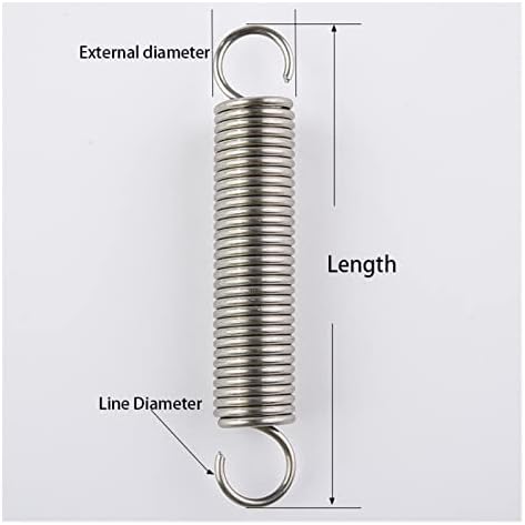 Xinhui Compressão Mola Extensão da mola 304 Sus mola de tensão, comprimento 70-120mm, diâmetro do fio 0,6 0,7 mola