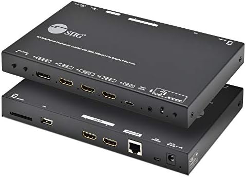 SIIG 4K 5X3 Múltipla interruptor de apresentação do escritório de entrada com gravador, cinco entradas, duas saídas HDMI