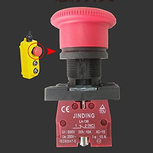 JDNN LA136 550V 10A IP55 Sem interruptor de botão de parada de emergência Switch Microeltric Control Mushroom Switch para talha